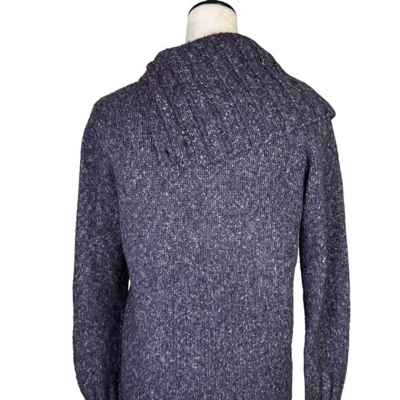 BCBGMaxazria Deep Purple Chunky Knit Wool Blend Long Sleeve Cardigan Sweater - Picture 7 of 11